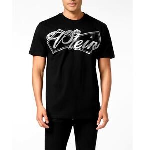 Philipp Plein Men's Black Plein Crown Stones Round Neck T-Shirt Size S